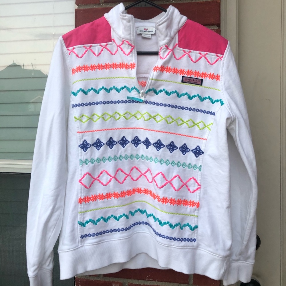multicolored vineyard vines half zip